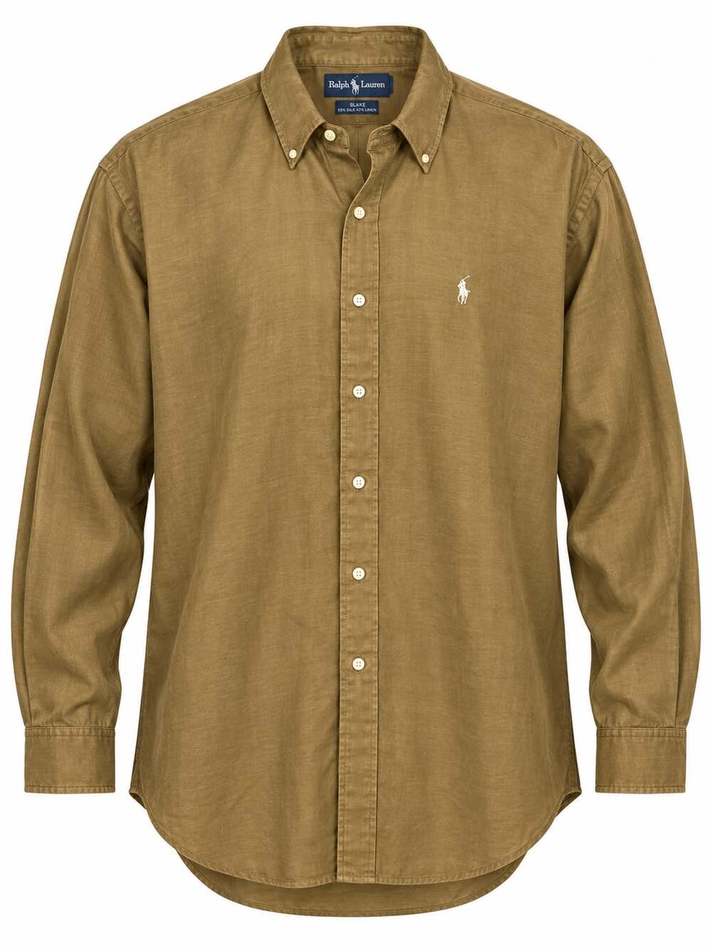 Ralph Lauren Blake Long Sleeve Silk Linen Shirt Size X-Large Tan
